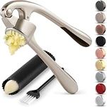 Premium Garlic Press with Soft Easy-Squeeze Ergonomic Handle, Sturdy Design Extracts More Garlic Paste Per Clove, Garlic Crusher for Nuts & Seeds, Professional Garlic Mincer & Ginger Press - by Zulay