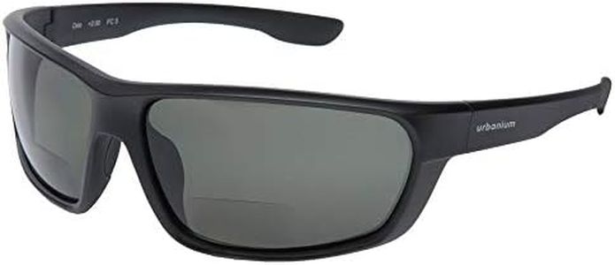 Urbanium Eyewear modèle Oslo - lunettes de soleil et lunettes de lecture (bifocales) avec verres polarisés en gris et monture en noir en différentes épaisseurs (+2.00)