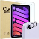 ProCase 2 Pack Screen Protector for iPad Mini 7th(A17 Pro) 2024/Mini 6th Generation 8.3" 2021 + 2 Pack Camera Lens Protector Matching iPad Colors, Tempered Glass Film for Mini 7 6 8.3 Inch -Purple