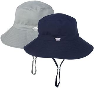 LO SHOKIM Baby Sun Hat 2 Pack Toddler UPF 50+ Summer Sun Protection Wide Brim Bucket Hat Baby Girl Beach Hat Boy Kids Adjustable Cap Summer (Grey + Navy, M)