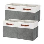 Temary Storage Cubes 12×12 Fabric Cube Storage Bins Foldable Storage Baskets with Handles, Decorative Storage Boxes for Organizing, Home, Shelf, Closet (White & Grey, 12 x 12 x 12)