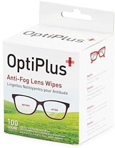 OptiPlus Anti Fog Pre-Moistened Cleaning Wipes for Glasses, Screens, Lenses - Quick-Dry, Scratch-Free, 100 Count