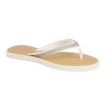 Ladies White Pink Eva Jelly Toe Post Flip Flop Surf Sandals New Summer Flat Beach Shoe (6 UK, White)