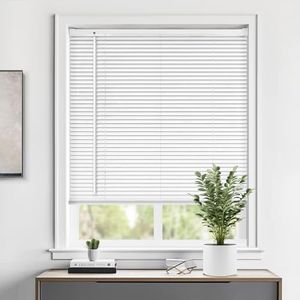 LazBlinds Cordless 1" Vinyl Horizontal Mini Blinds, Light Filtering Blinds for Windows, Blinds and Shades for Windows Size 22" W x 36" H, White