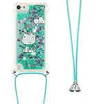 LEMAXELERS Necklace Phone Case for iPod Touch 5 / iPod Touch 6/7,iPod Touch 5 Cover,Glitter Bling Flowing Liquid Shiny 3D Moving Quicksand Cover with Necklace Cord Strap for iPod Touch 5,YBGS Monster