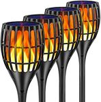 Ollivage Solar Lights Outdoor - Flickering Flames Torch Solar Path Light - Dancing Flame Lighting 96 LED Dusk to Dawn Flickering Tiki Torches Outdoor Waterproof Garden, 4 Pack