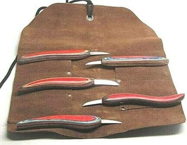 5pc Chip Wood Carving Knife Whittling Caricature Leather Tool Roll