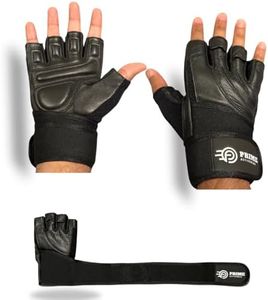 Cowhide Leather Gym Gloves for Men & Women with Wrist Wrap Support. Ideal for Weightlifting, Powerlifting, Deadlifts, Crossfit and Fitness Activities. Gel Padding for Palm Protection. Ventilated (M)