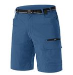 TACVASEN Mens Hiking Cargo Shorts Outdoor Lightweight Quick Dry Summer Casual Dress Shorts with Zipper Pockets Blue-Grey, 36
