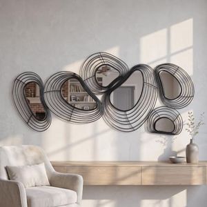 HAVFIFK Large 3D Metal Wall Art Decor with Mirror Accents 53.15 x 22.83 in