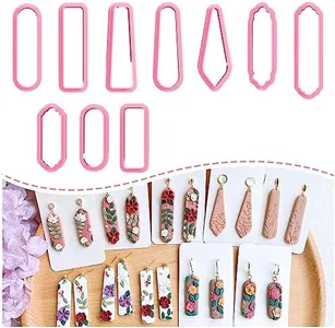 Keoker Long Dangle Shape Polymer Clay Cutters, Long Rectangle Clay Earrings Cutters, Basic Clay Cutters (10PCS All)