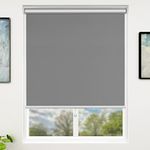 SUNFREE Grey Blackout Window Shades Cordless Window Blinds with Spring Lifting System for Home & Office, 34 x 72 Inch