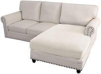 H.VERSAILTEX Sectional Couch Covers 1 Piece Chaise Slipcover L Shape Separate Cushion Couch Chaise Cover for Both Left/Right Sectional Couch, Ivory