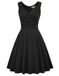 GRACE KARIN Women's Retro V Neck Cocktail Swing Party Dress 2XL Black CL698-1