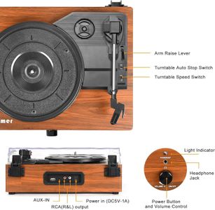 Vinyl Record Player – Brown Retro Turntable