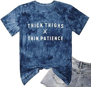YITAN Women Cute Graphic Tees Tie Dye T-Shirts Navy Blue Medium