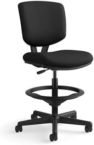 HON Volt Standing Desk Chair, Fabric Office Chair with Foot Rest, Armless, Ergonomic Recline and Center Tilt, Black