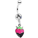 Body Candy 14G Steel Navel Ring Piercing Clear Accent Yummy Chocolate Strawberry Dangle Belly Button Ring