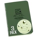 Rite in the Rain Weatherproof Mini-Stapled Notebook, 3 1/4" x 4 5/8", Green Cover, Universal Pattern, 3 Pack (No. 971FX-M)