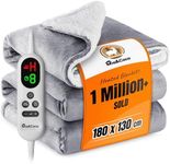 Mia&Coco Electric Heated Blanket Throw 130×180cm, Flannel Sherpa, Fast Heating, 10 Heat Levels, 9H Auto-Off, LED Controller, Overheat Protection, Machine Washable, ETL Certified, Grey