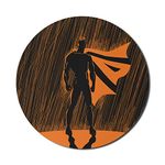 Ambesonne Superhero Mouse Pad for Computers, Hero in Disguise at Night with Super Powers Hand Drawn Style Muscular Man Print, Round Non-Slip Thick Rubber Modern Gaming Mousepad, 8" x 8", Black Orange