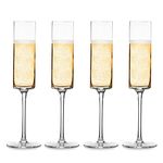 Maison & White Edge Champagne Flutes - Set of 4 | Gift Set | Flat Bottom Wine Glasses | Prosecco Glass | Christmas Drinking Glasses | Square Champagne Flutes | M&W (Clear)