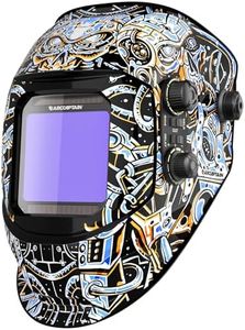 ARCCAPTAIN 3.94"X3.66" Large Viewing Screen Welding Helmet, True Color Auto Darkening Welding Hood, Solar Powered 4 Arc Sensor, Wide Shade 4-5/5-9/9-13 Welding Mask (Skeleton Technology)