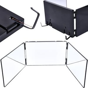 Hamilton Hills Adjustable Trifold Mirror - 360 Degree 3-Way Barber Mirror for Hanging or Wall Mounting - Triple-Section Mirror for Haircuts, Braiding, and Makeup - for Personal Grooming in Bathroom