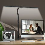 MCHERRY Desk Lighting LED Dimmable, 24 W 80 cm Double Head Desk Lamp Clampable, Gooseneck Desk Lamp with 5 Dimmable and 5 Colour Modes, Office Desk Lamp Reading Light