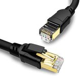 Yauhody CAT8 Ethernet Cable 20m, High Speed 40Gbps 2000MHz SFTP Internet Network LAN Wire Cables with Gold Plated RJ45 Connector for Router, Modem, PC, Switches, Hub, Laptop, Gaming, PC (20m/Black)