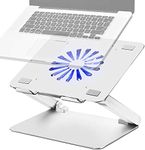 pishi Laptop Cooling Pad - Ergonomic Laptop Stand with Low Noise Fan and 3.0 USB Hubs, Ventilated Aluminium Laptop Cooler Prevent Overheating, Support Up to 17 inches Gaming Notebook | (Silver): N16-5