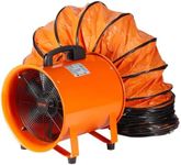 VEVOR Industrial Portable Air Blower Ventilator with Hose, 1070CFM 8 Inch Heavy Duty Tube Exhaust Fan with 16.4ft Flexible Duct, 195W High Velocity Air Mover for Extraction and Ventilation