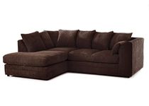 CHICAGO JUMBO CORD CORNER SOFA 5 COLOURS - LEFT/RIGHT HAND (Chocolate Brown, Left Hand Corner Sofa)