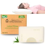 DREAMZEE Certified 100% Natural Latex Pillow Aloe-Vera Zipper Fabric for Side and Stomach Sleepers | Organic Bed Pillow Standard Size 23x15 Inches - with Organic Pillow Cover (Pack of 2Pcs)