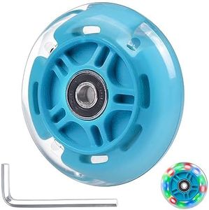 Gladeer 1-Pack 80mm Light Up Scooter Wheel Rear Colorful Led Flashing Replacement Wheel for 3-Wheeled Kid Scooter (Blue)