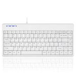 Perixx PERIBOARD-409WU US, Wired USB Mini Keyboard - White - US English