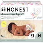 The Honest Company Clean Conscious Diapers | Plant-Based, Sustainable | Rose Blossom + Tutu Cute | Club Box, Size Newborn, 72 Count