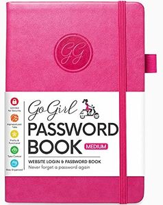 GoGirl Password Book with Alphabetical tabs – Internet Address & Password Keeper Logbook for Password Organization, Journal Notebook for Saving Website Logins. Medium Size 5.3″ x 7.7″, Hot Pink