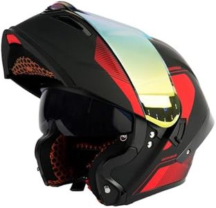 Orthrus Modular LED Full Face Motorcycle Helmet - DOT Approved, Flip-Up Dual Visor Design for Motorbikes, Street Bikes, Mopeds, Racing, Commuting - Unisex Adult