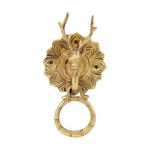 Jaszz Art Brass Deer Face Shape Design Door Knocker (Golden, 5.5 inches) Heavy Antique Royal Brass Door Knocker for Main Glass Wooden Door, Cabinet, Drawer