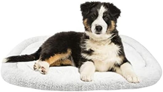 Long Rich HCT ERE-001 Super Soft Sherpa Crate Cushion Dog and Pet Bed, 36.5 by 23.5-Inch, White,by Happycare Textiles