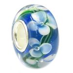 Queenberry Sterling Silver Blue Flower European Style Glass Bead Charm