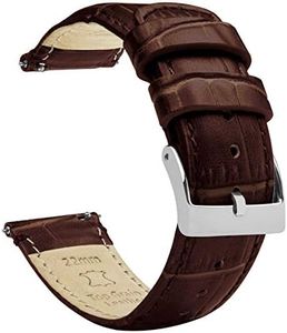 BARTON WATCH BANDS, 22mm Coffee Brown - Long - Alligator Grain - Quick Release Leather Watch Bands