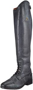 HKM 3994 Valencia Leather Riding Boots Unisex Standard Length/Width 36-46, Black Grey, 11 US