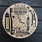 NABSTER Dentist Wall Clock Wooden Home Dental Clinic Decor Hanging Dentistry Gifts Art Kitchen Living Office Room Christmas Birthday Dentist Clock - 12 Inch / 30 cm