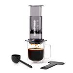 AeroPress Clear Coffee Press – 3 In 1 Brew Method Combines French Press, Pourover, Espresso, Full Bodied Coffee Without Grit or Bitterness, Small Portable Coffee Maker for Camping & Travel, Black
