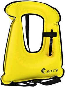 SOLY Inflatable Snorkel Vest Adult, Snorkeling Vest Adjustable Light Snorkeling Jackets for Diving Low Impact Water Sports Safety for 66-220 lbs(Yellow Adult)