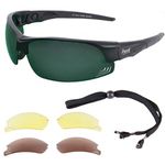 Rapid Eyewear Edge Black SUNGLASSES FOR GOLF Players with Interchangeable Polarised, Mirror & Low Light Lenses. Glasses For Men & Women. Anti Fog. UV400 Protection