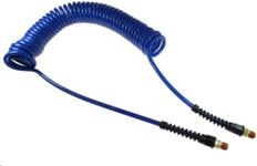 Coilhose Pneumatics PU14-25B-B Flexcoil Polyurethane Coiled Air Hose, 1/4-Inch ID, 25-Foot Length with (2) 1/4-Inch Reusable Strain Relief MPT Swivel Fittings, Dark Blue