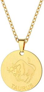 Gold Taurus Zodiac Star Sign Coin Necklace 18K Plated Layered Layering Necklace Constellation Horoscope Pendant Women Jewelry